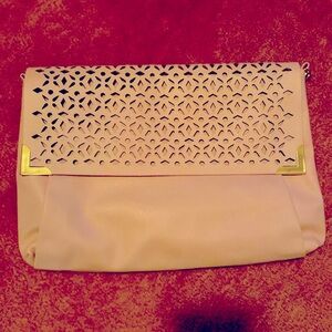 Beauty Boutique Laser Cut Flap Crossbody Bag with Shoulder Strap in pink NWOT